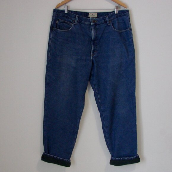 LL Bean Classic Fit Jeans Fleece Lined Work Wear Size 40 x 32 - Picture 5 of 16